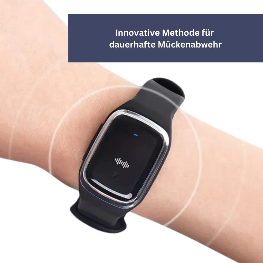 MückenSafe Ultraschall-Armband mit LED-Anzeige