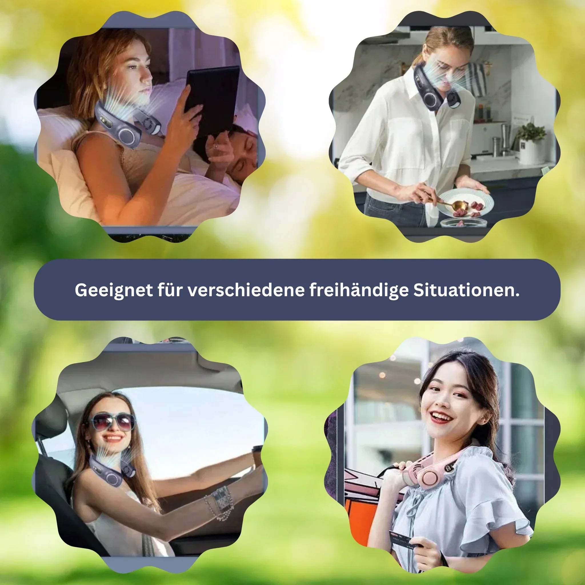 Tragbarer Nackenventilator mit LED-Kühlplatten