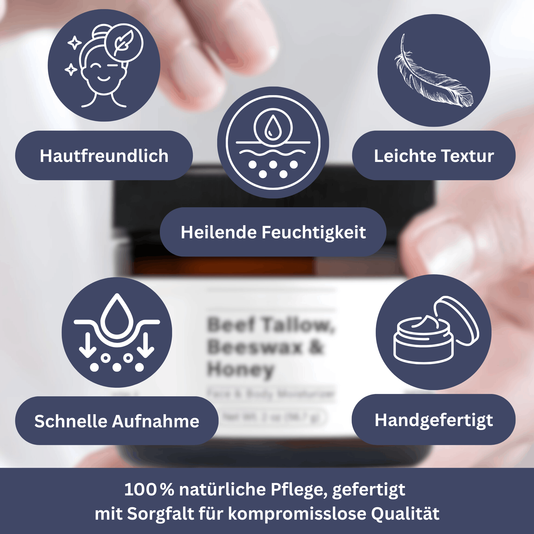 Beef Tallow Moisturizer with Beeswax & Honey – 2-in-1